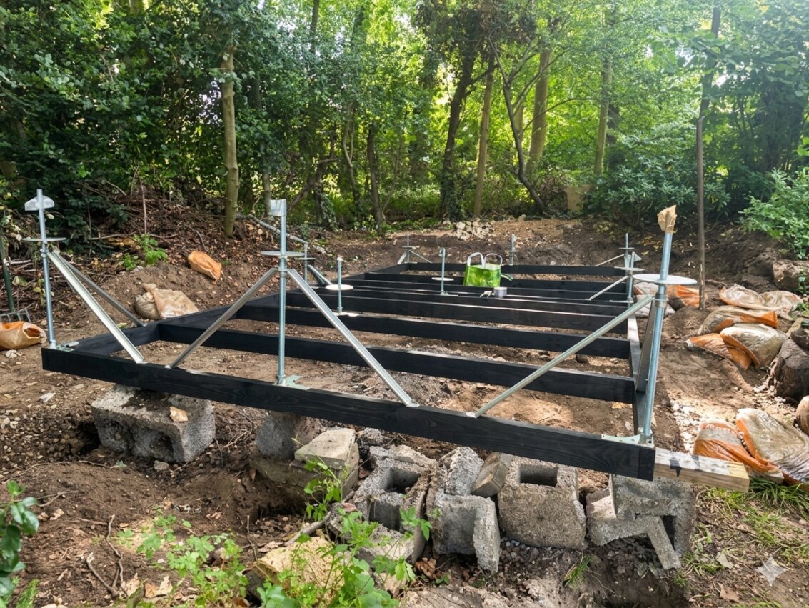 Adjustable foundation frame installation